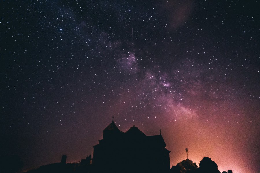 Arménia, paisagem, fundo, fundo, estrelas, estrelada, noite, noite, arquitetura, sombra, via láctea, milkyway, céu, ninguém,
