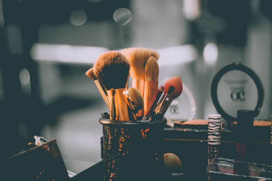 Escova, Maquiagem, Bokeh, Luzes, Pincel de maquiagem, Cosméticos, Pó, Batom, Purpurina, Decoração, Cais, Decoração