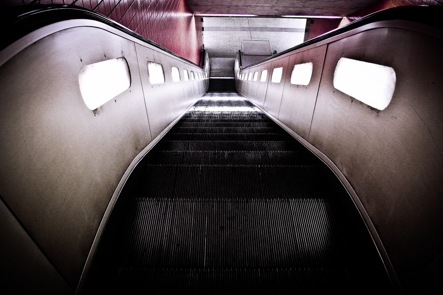 metrô, escadas, interior, transporte, escada mecânica