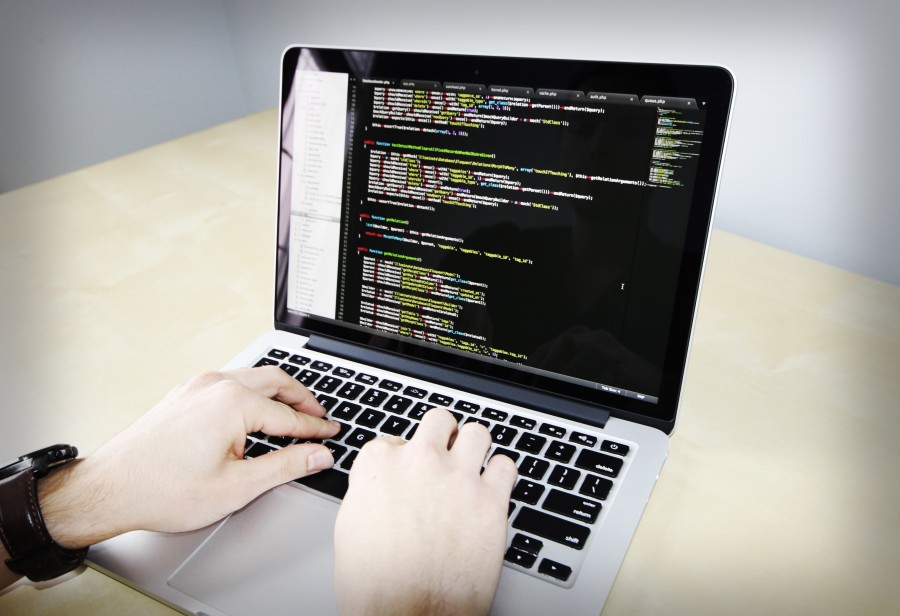 codificação, negócio, trabalho, laptop, computador, tecnologia, programação, código, texto, software, mãos