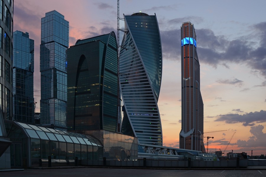 moscovo, rússia, ásia, cidade, moderno, arquitetura, pôr do sol, paisagem urbana,
