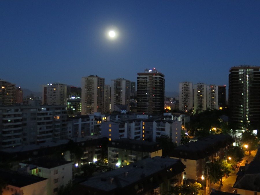 Santiago do Chile, Chile, noite, cidade, urbana, América Latina, Latina, edifícios, lua cheia, lua,