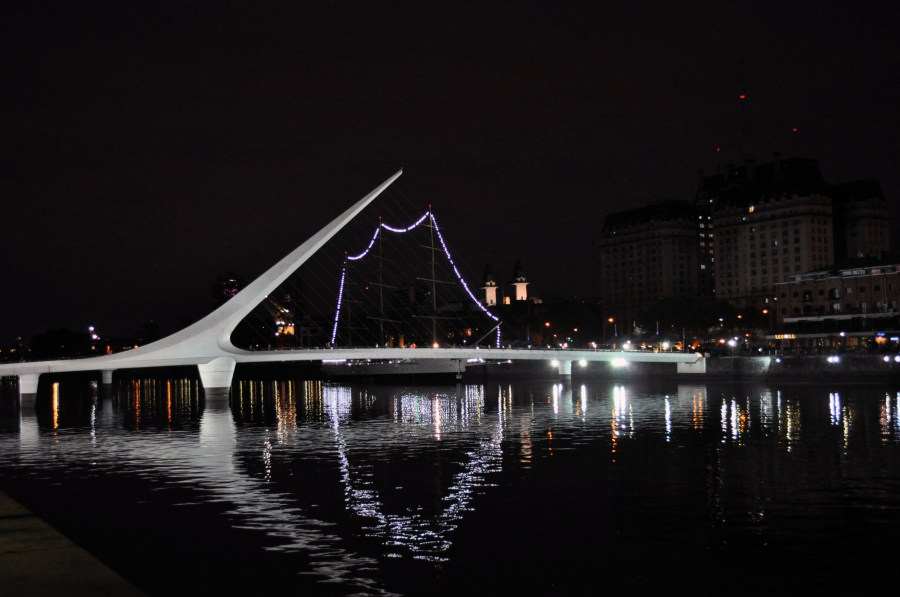 Puente de la Mujer, Buenos Aires, Argentina, noite, noite, monumento, Puerto Madero,