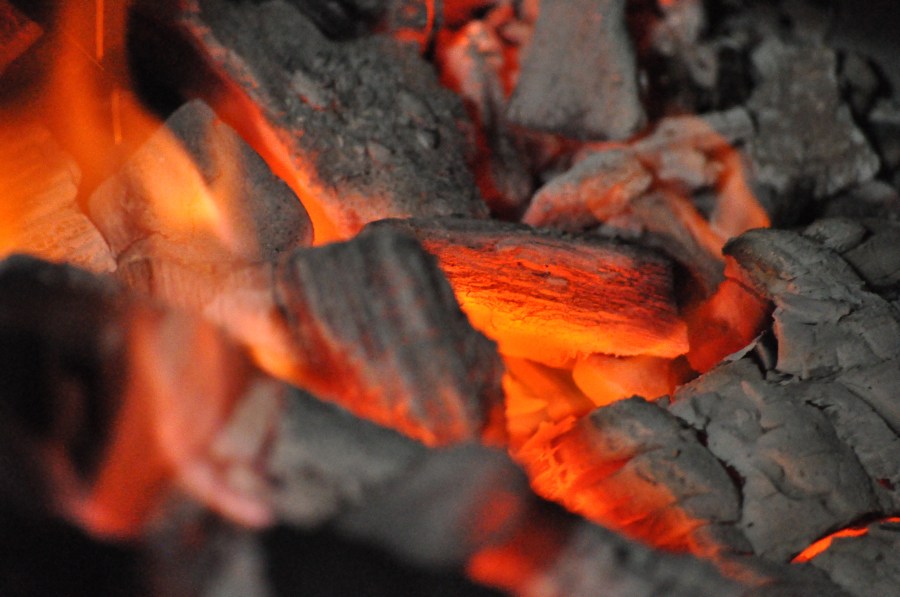 Carbono, fogo, brasas, vermelho, calor
