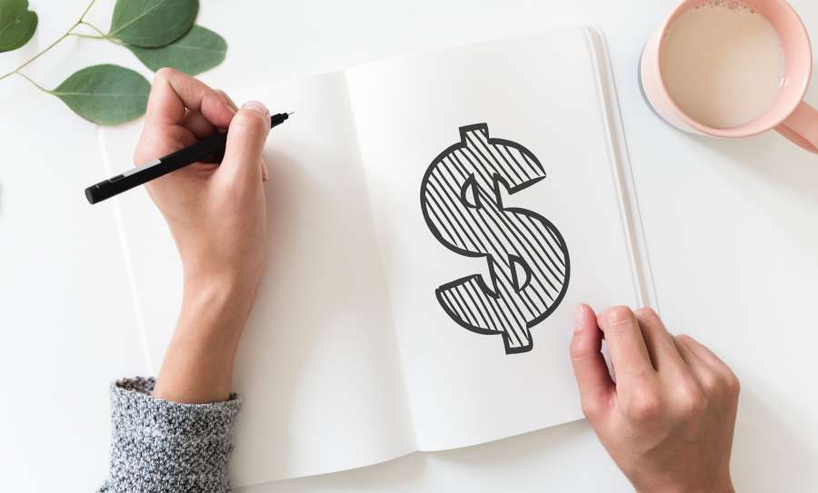 sinal, peso, moeda, dólar, finanças, conceito, negócio, negócio, finanças, desenho, mãos, mulher, economia