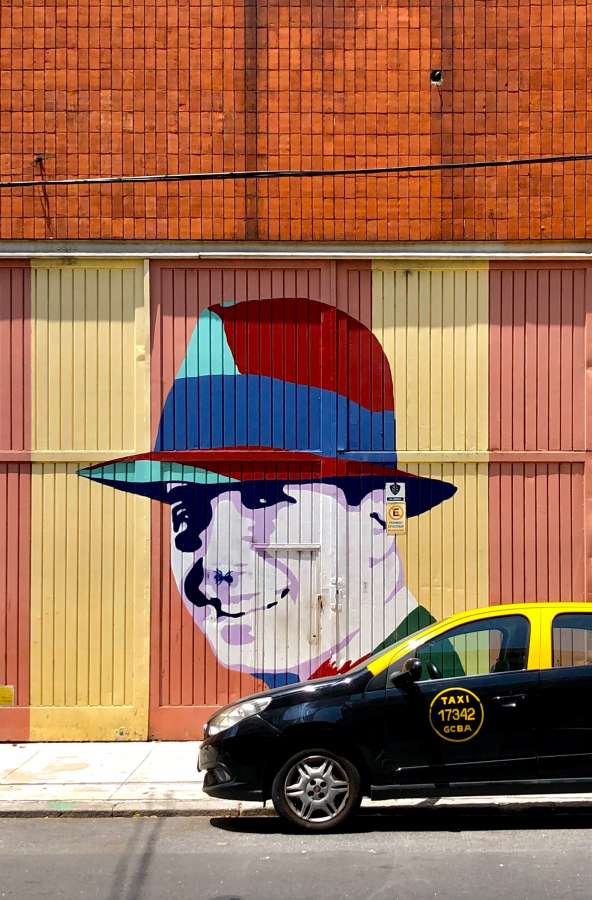 paisagem urbana, cidade, buenos aires, tango, argentina, carlos gardel, dia, táxi, carro, transporte, mural, graffiti, parede, colorfull, abasto, américa latina,
