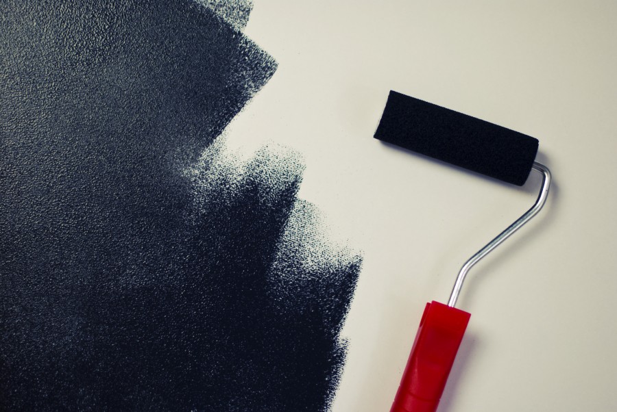 pintura, rolo de pintura, preto, rolo, paredes, decoração, interior,