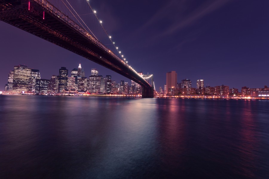 Ponte, noite, cidade, luz, luzes, urbano, arquitetura,
