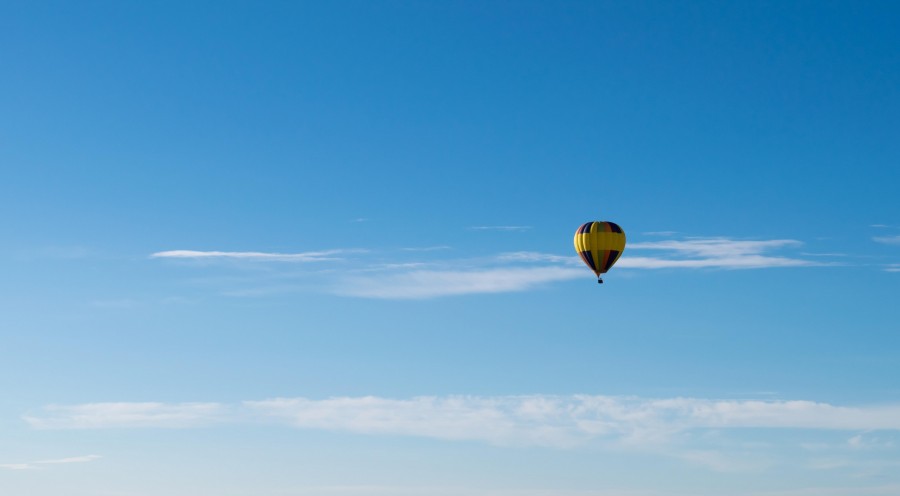 Balão aerostático, céu azul, céu, voar, transporte, um, paisagem, dia,