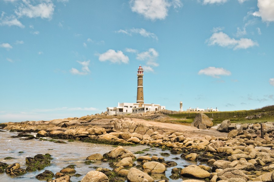 farol, paisagem, turismo, viagem, cabo polonio, rocha, uruguai, praia, mar