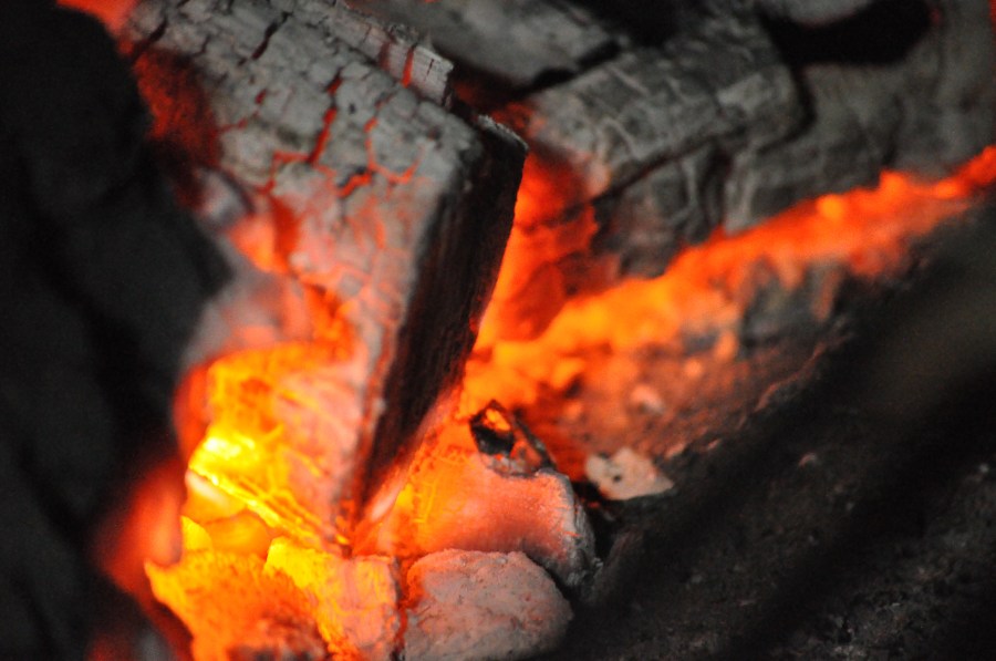 Carbono, fogo, brasas, vermelho, calor