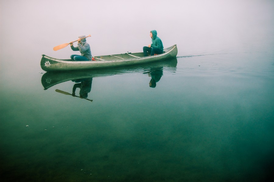canoa, duas pessoas, rio, pessoas, remo, remo, lagoa, barco,