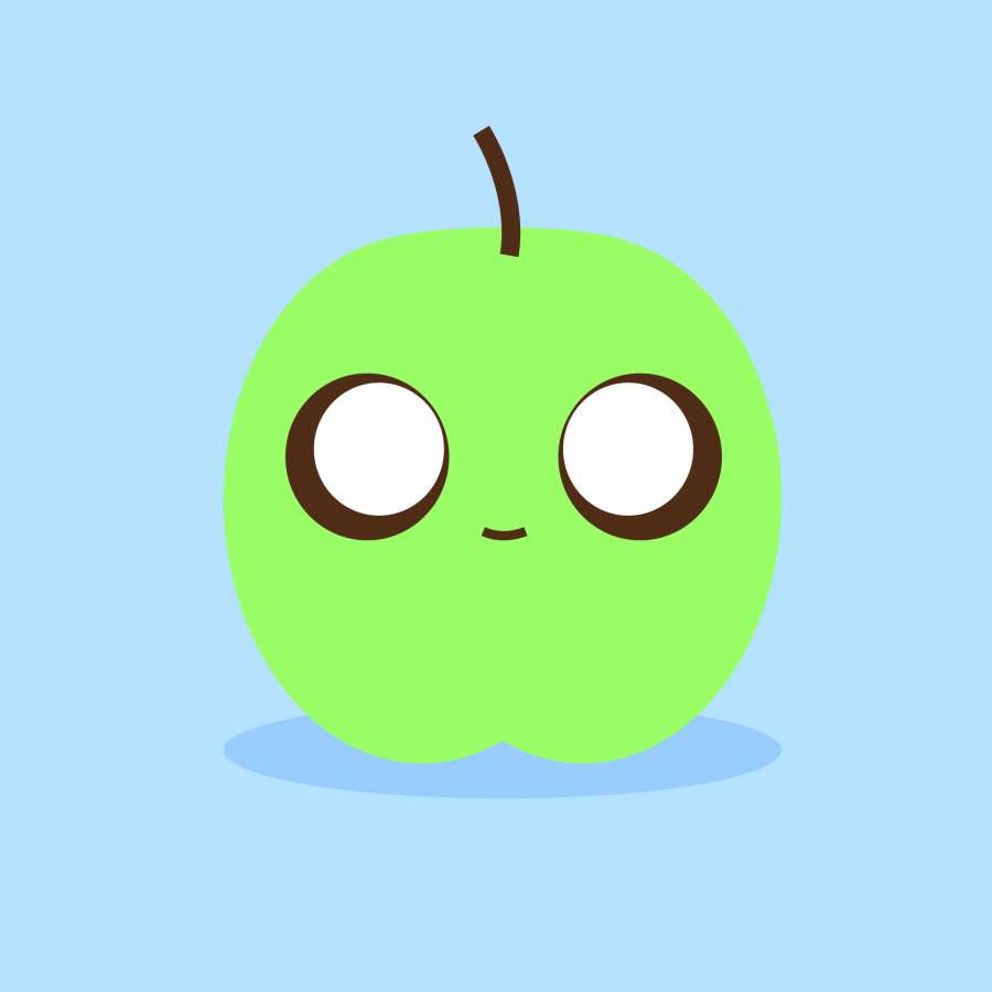 verde, maçã verde, delicioso, saudável, frutas, natureza, nutrição, saúde, alimentos, estilizado, fonte de alimentação, ilustração, desenho, bonito, papéis de parede kawaii
