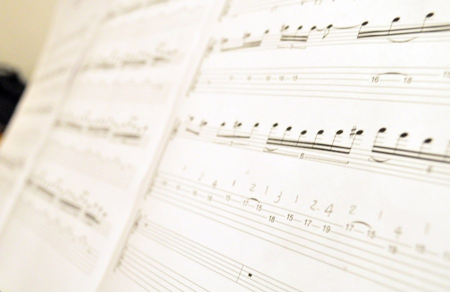 Pontuação, música, notas, sol, Fa