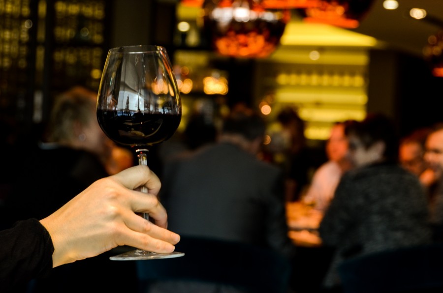 copo de vinho, bar, pessoas, interior, vinho, bebida, noite,