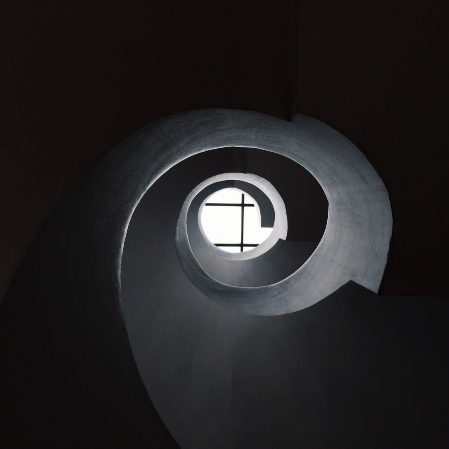 arquitetura, escuro, círculo, redondo, geometria, interior, espiral,