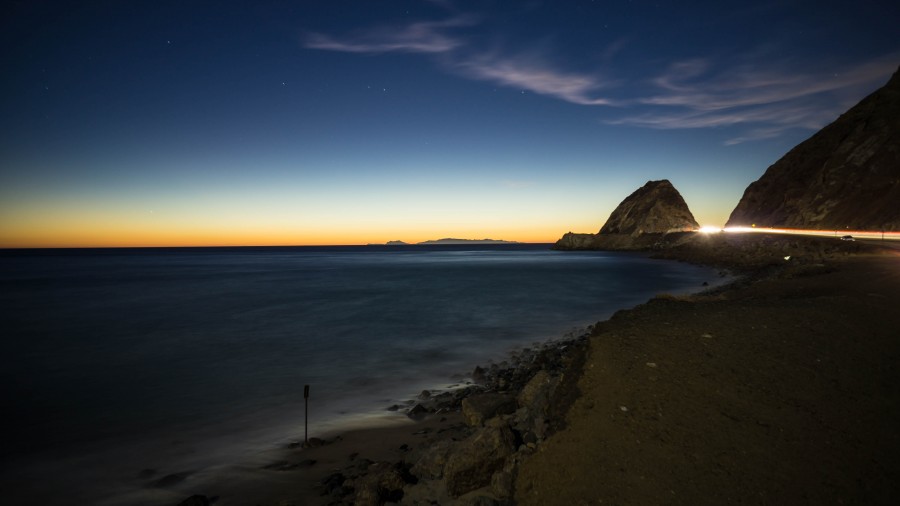 praia, costa, paisagem, pôr do sol, rota, estrada, luz, crepúsculo, ninguém,
