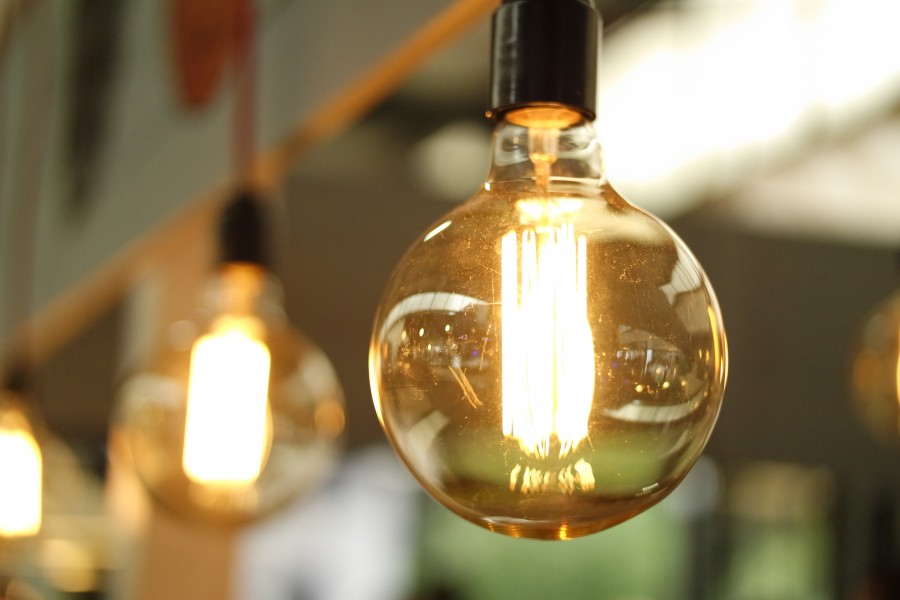 lâmpada, lâmpada, luz, eletricidade, idéia, ninguém, conceito, filamento, interior, iluminação, noite, noite,