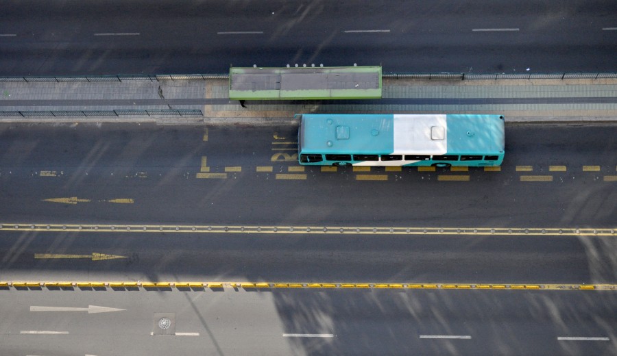 trânsito, autocarro, autocarro, transporte, visão aérea, carro, veículos, avenida, zenital,