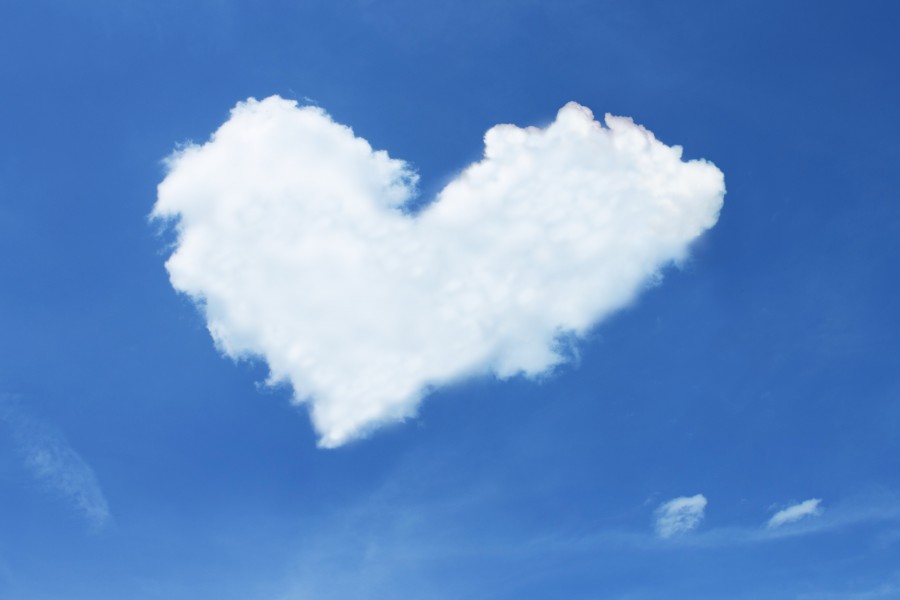 coração, forma, céu, nuvem, amor, conceito,