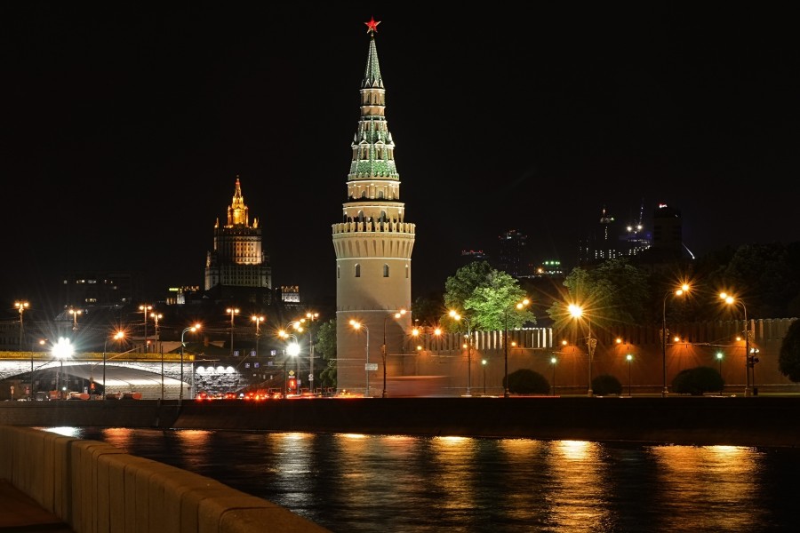 Moscou, rússia, cidade, capital, noturna, noite, kremlin, cityscape,
