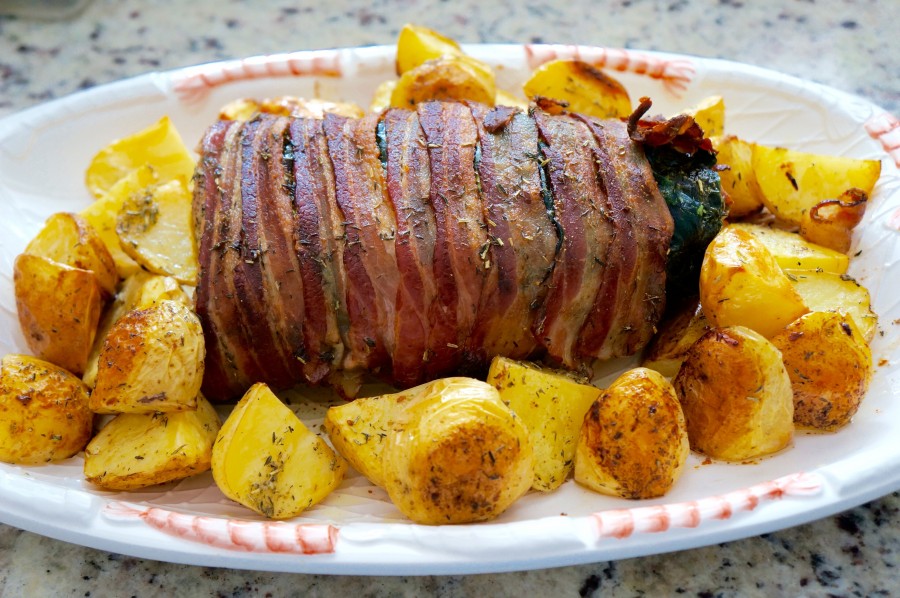 bacon, bacon, bacon, comida, gordura, gordura, prato, batatas assadas, comida,