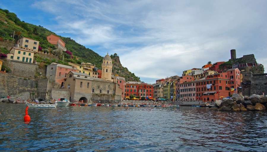Vernazza, dalla, barca, itália, vernazza, europa, vila, vila, costa, dia, paisagem,