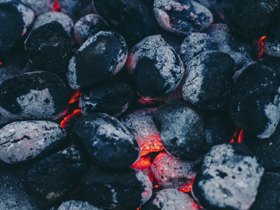 carvão, braças, fogo, ardente, cozinhar, calor, close-up,