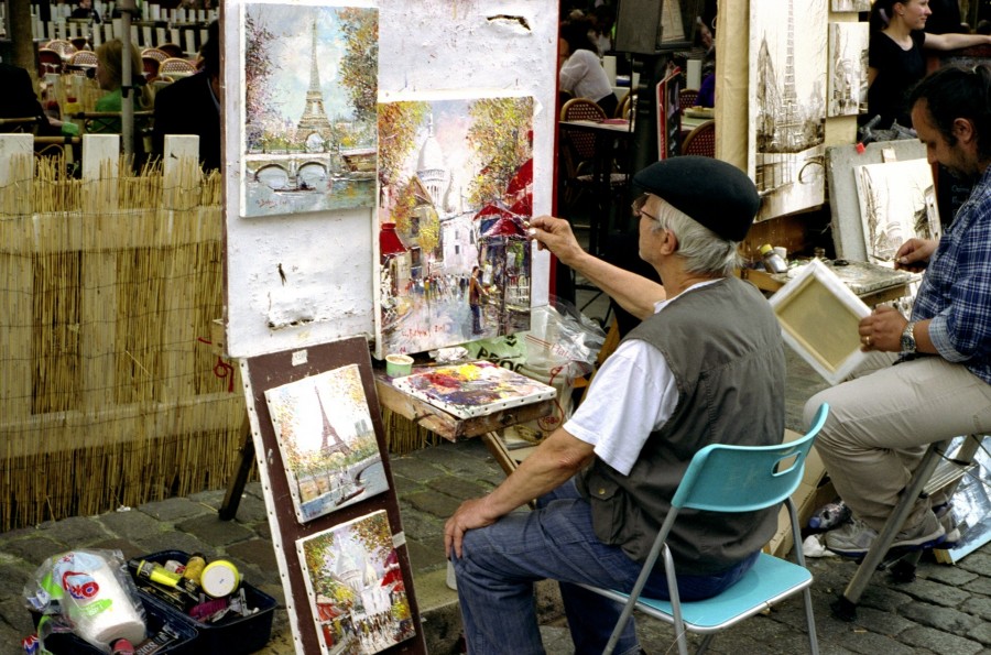 homem, adulto, 60 anos, pintor, punção, pintura, arte, artista, quadro, pinturas, pintura, óleo,