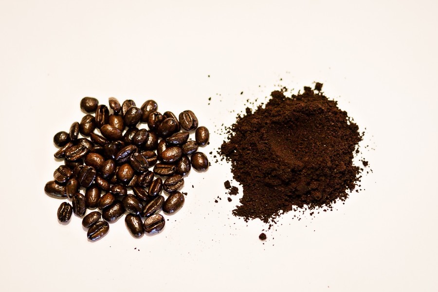 café, pó, grãos, grãos de café, feijão, fundo branco, sabor,