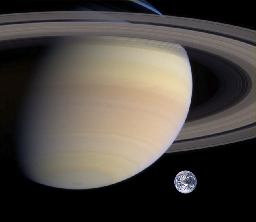 saturno, planeta, terra, anel, espaço, viagem espacial, sistema solar, comparação, conceito, espaço,