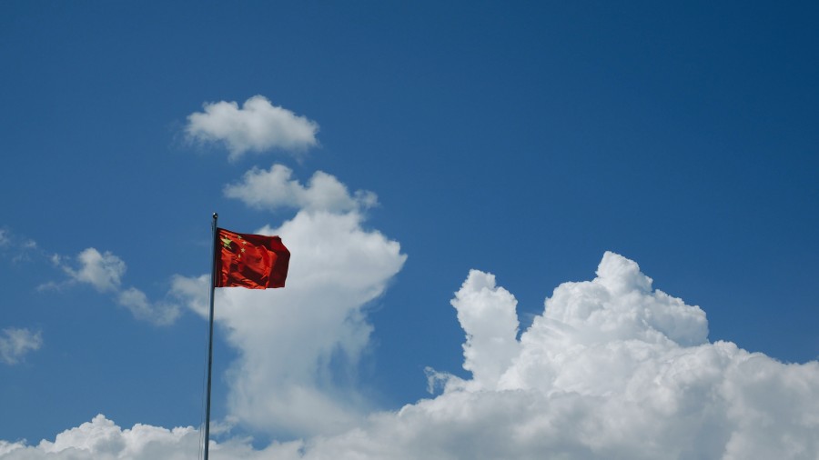china, bandeira, céu azul, símbolo, ninguém, asia, asian,