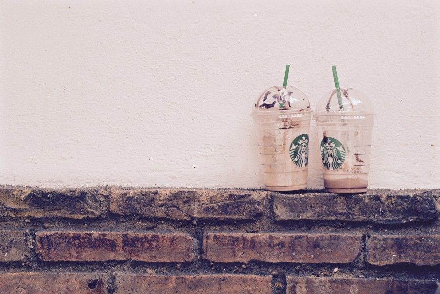 vidro, óculos, urbano, starbuks, café, usado, doce,