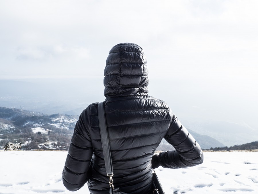 mulher, neve, inverno, casaco, frio, paisagem, viagens, viagens, férias,