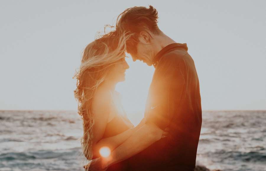 amor, casal, namorados, pessoas, amanhecer, praia