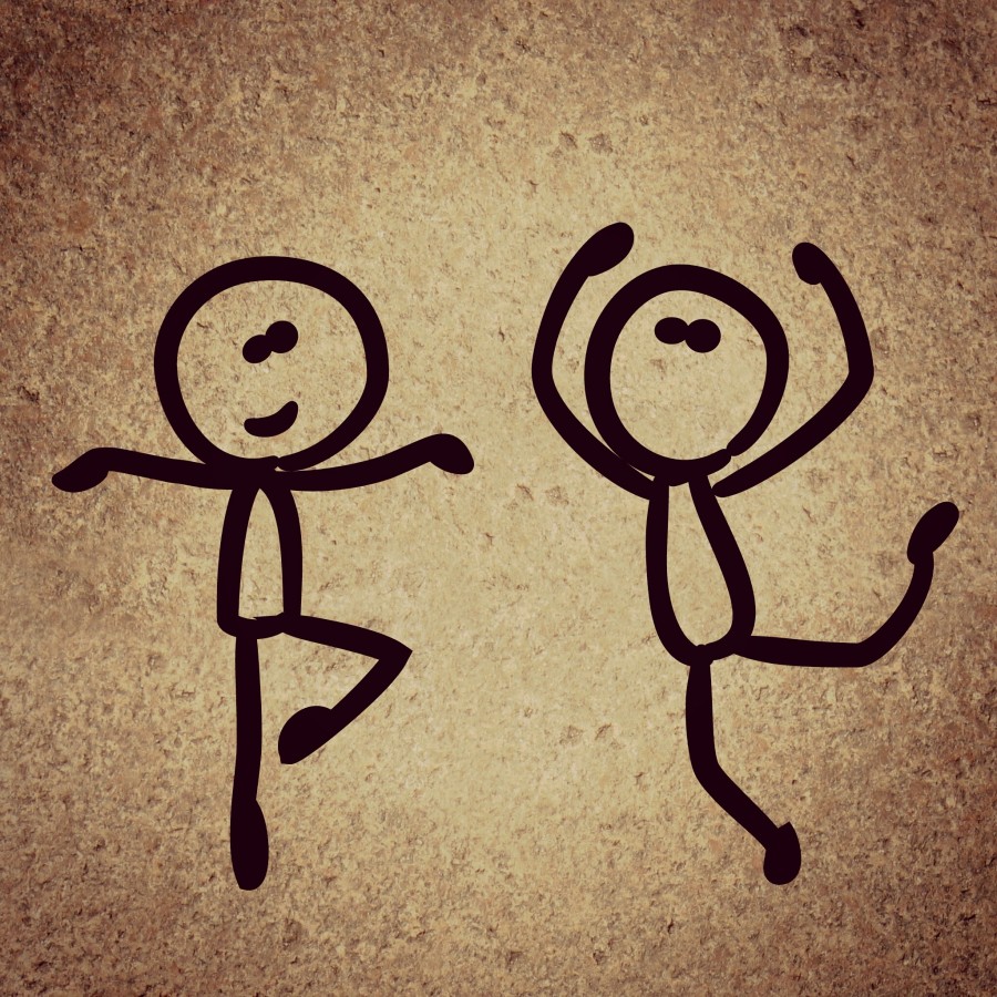 dança, fundo, engraçado, figura, vara, ilustração,