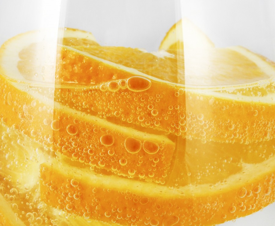 bebida, laranja, casca, fruta, fruta, refrescante, close-up, vidro, suco,