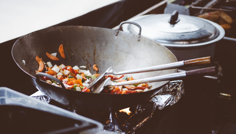 wok, legumes, refeições, cozinhar, cozinhar, grelhados, refogados,