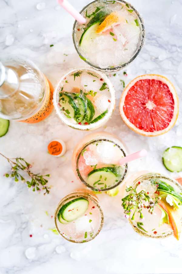 cocktail, bebida, gelo, alcoólatra, grapefruit, pepino, fresco, frescor, vidro, sorbet, fatia, fruta, frutas,
