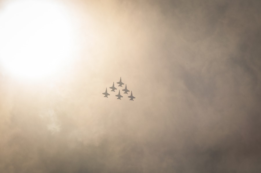 avião, aviões, militares, formação, seis, triângulo, céu,
