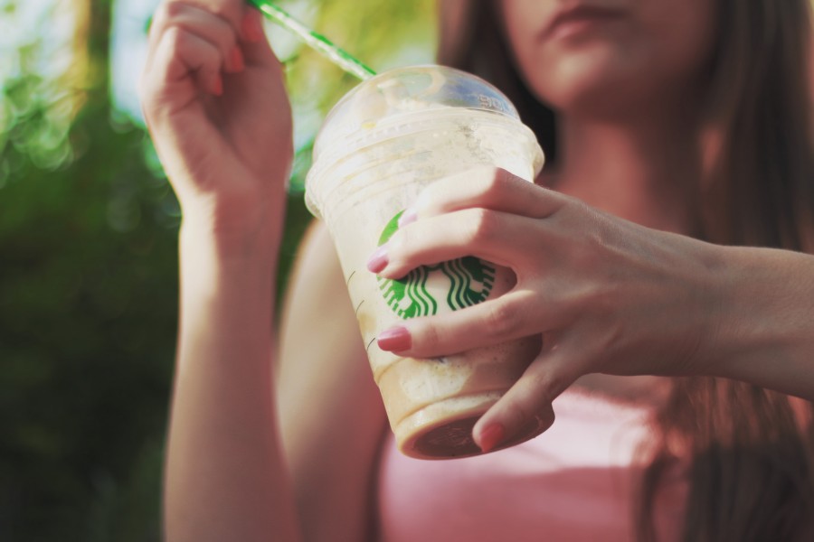 uma pessoa, pessoas, mulher, jovem, beber, café, beber, beber, fora, frescor, moderno,