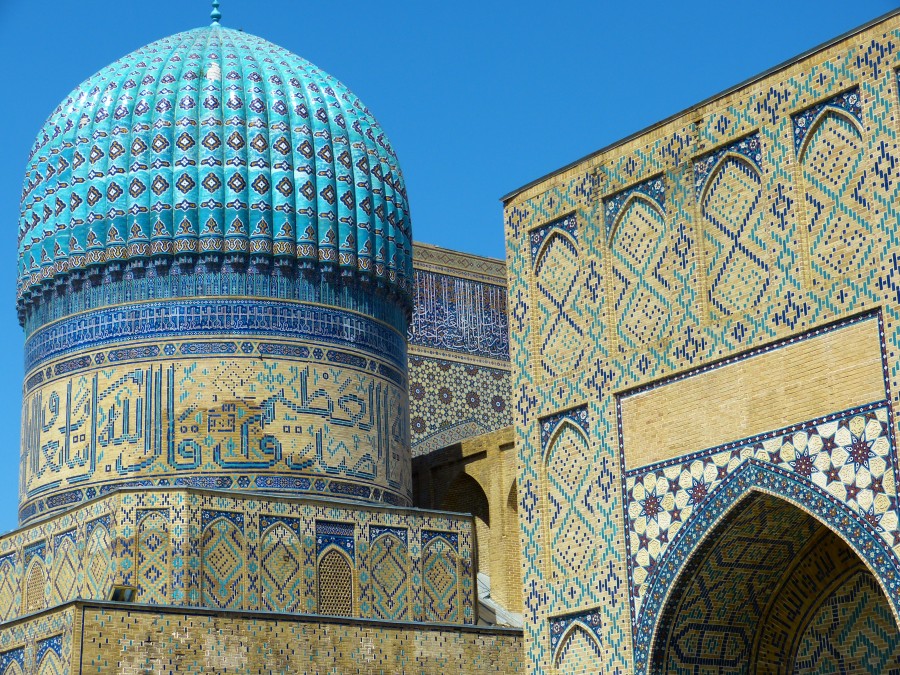 Uzbequistão, arquitetura, mausoléu, Timur, islâmico, cúpula, turquesa, árabe,
