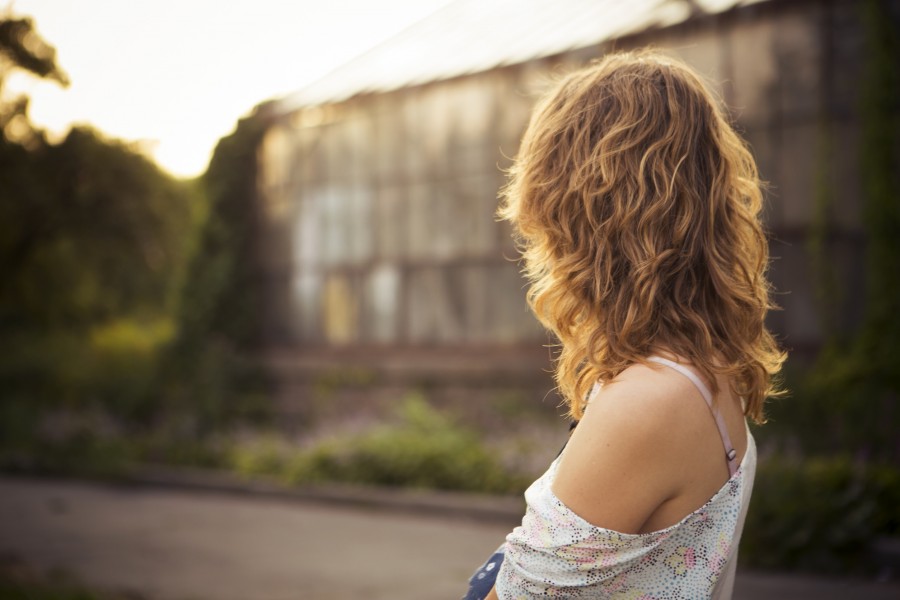 uma pessoa, pessoas, mulher, loira, loira, cabelo, fora, jardim, pôr do sol, ombro, beleza, cabelo, dourado, 20 anos de idade,