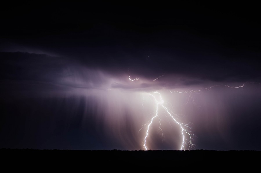 Relâmpago, cidade, noite, tempestade, mau tempo, iluminar, luz, elétrica, força, poder, ruído, trovão, nuvem, nuvens, preto, preto, noite, paisagem,