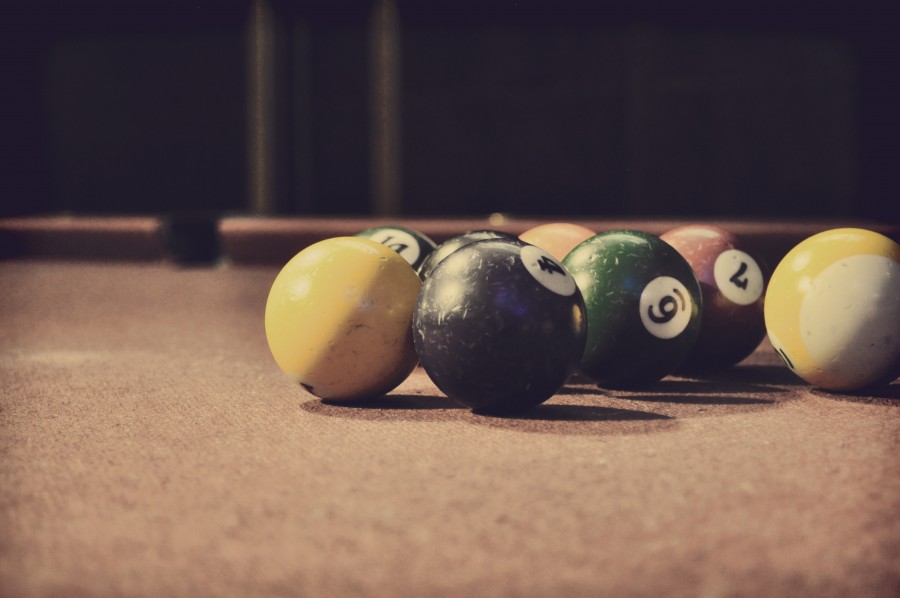 Jogo, piscina, bolas, pano