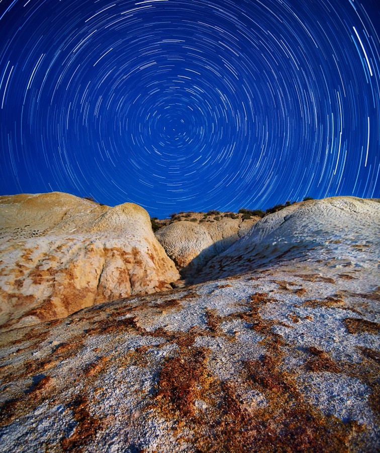 Paisagem rochosa à noite Céu, estrela, rock, noite, paisagem