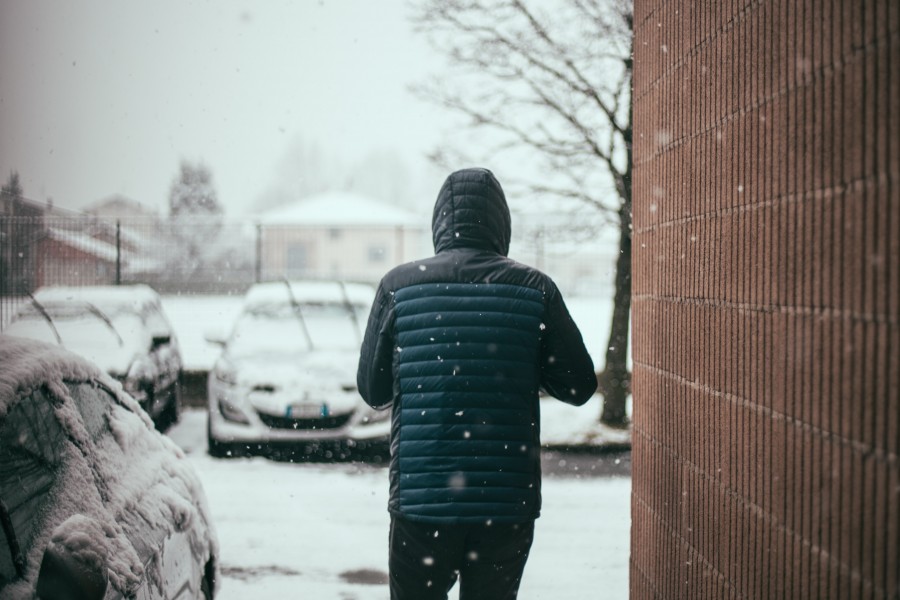 uma pessoa, pessoas, frio, inverno, neve, neve, urbano,