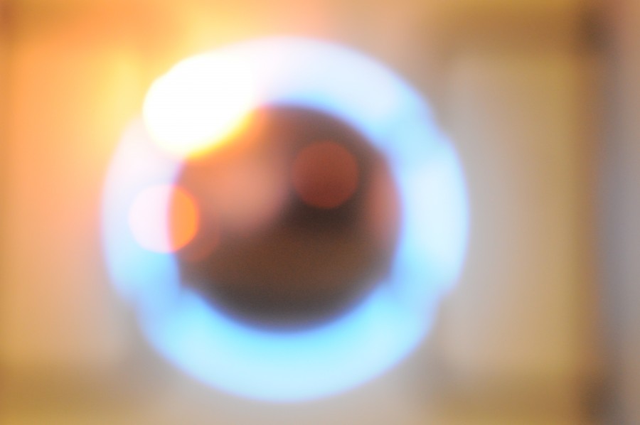 luz, redondo, círculo, fogo, queimador, closeup, conceito, fora de foco, ninguém, reflexão, fundo, fundo,