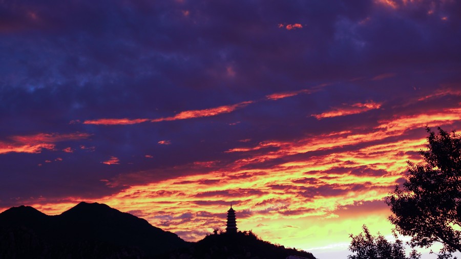 pôr do sol, japão, ásia, paisagem, arquitetura, pôr do sol,