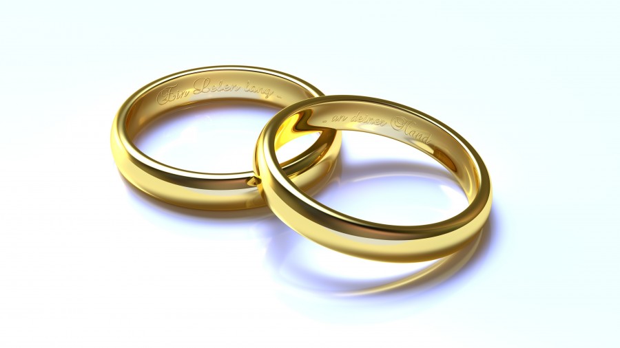 Anéis de noivado, anel, ouro, casamento, casamento, detalhe, dois, casal, união, alianças de ouro